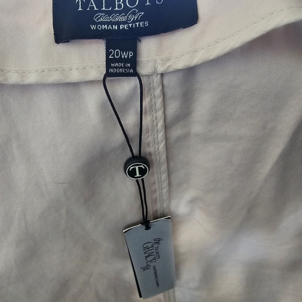 Talbots 20wp lightweight peachy pink cotton stretch ruffled blazer NWT - Picture 6 of 7